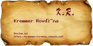 Kremmer Rovéna névjegykártya